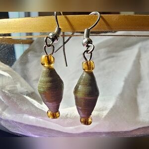 Gold and light green earrings